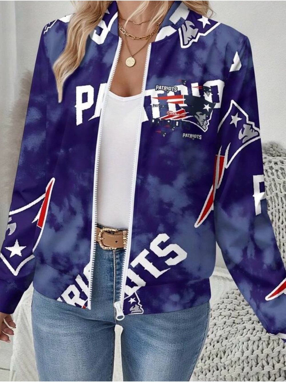 *NEW* New England Patriots Women's Navy Track Zip Up Jacket Sz Medium